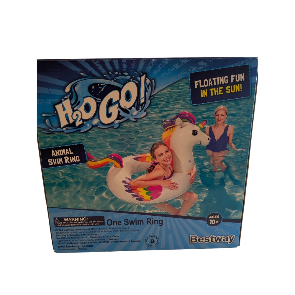 Bestway H2OGo Animal Swim Ring Unicorn Rainbow Floatie‎ Ages 10 Plus